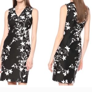 New Cavin Klein Women's Sleeveless V-Neck Sheath with Pearl Detailed Floral 12